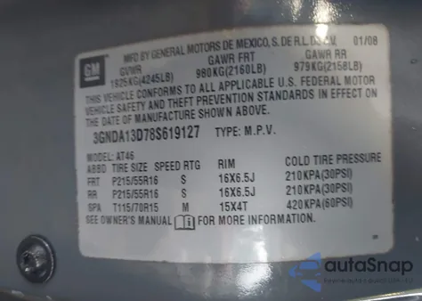 2008 Chevrolet Hhr Ls z USA, uszkodzony, nr VIN 3GNDA13D78S619127